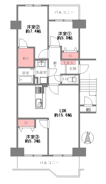 西宮市小松東町 中古マンション間取画像
